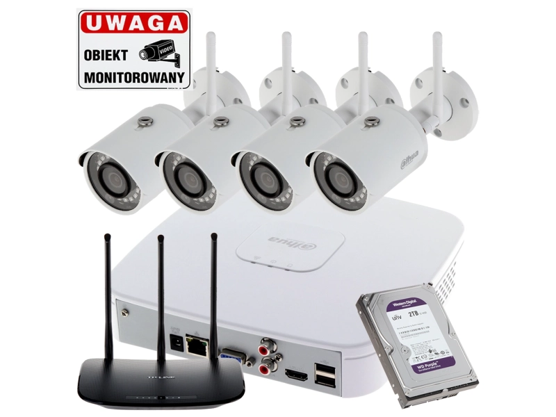 4 kamery monitoring WiFi 4MPx IPC-HFW1435S-W-0280B-S2 Detekcja ruchu